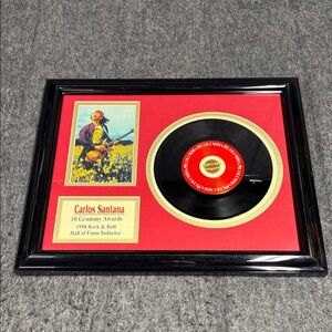 Framed 1998 Rock & Roll Carlos Santana Record Display. Hall of Fame Display